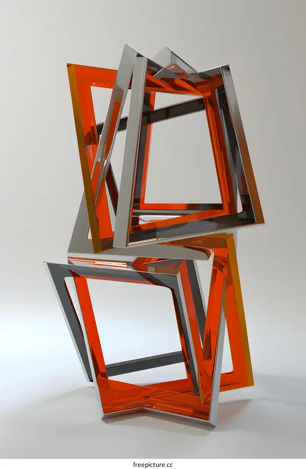 Abstract Orange and Silver Glass Frames
