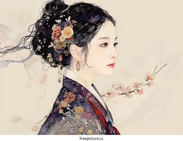 A beautiful Korean woman in traditional dress