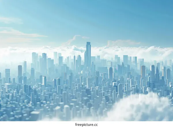 City Center with Modern Skyscrapers and Office Buildings