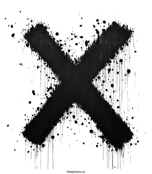 [Transparent Background PNG]Abstract Black X Mark on White Background