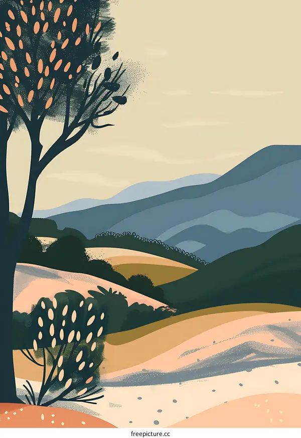 Abstract Landscape with Hills and Trees