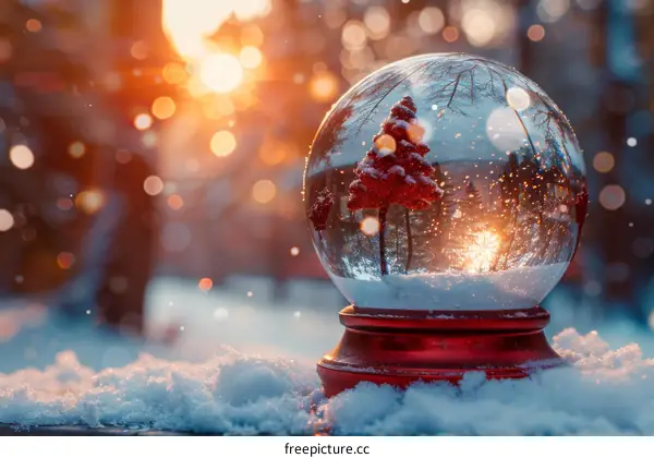 Winter Wonderland Snow Globe Displaying a Christmas Tree