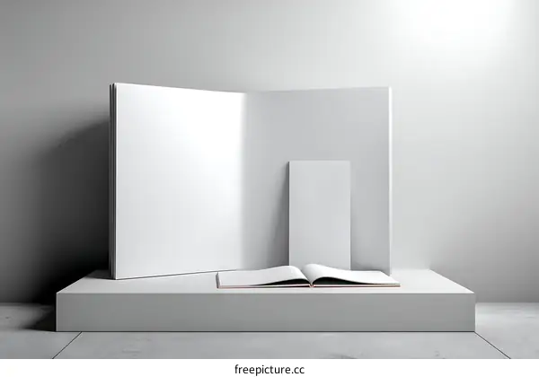 Blank Book Mockup Display Against a Neutral Wall
