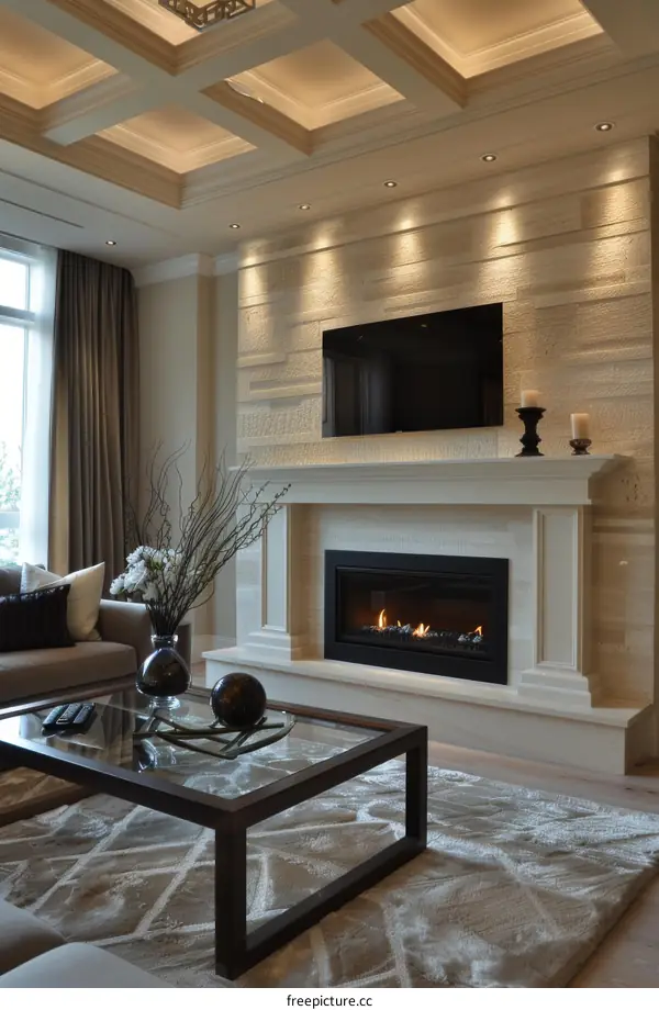 Fireplace and TV Wall Design的效果图