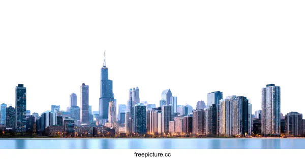 [Transparent Background PNG]Chicago Skyline at Dawn