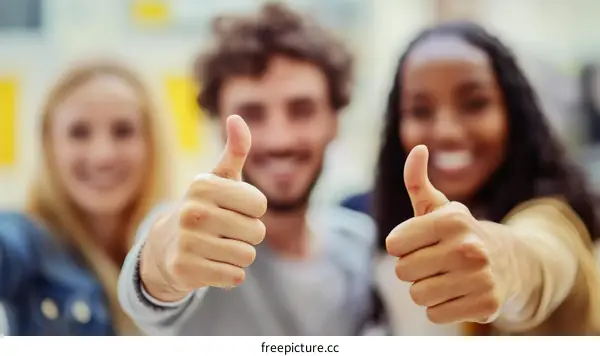 Three People Showing Thumbs Up