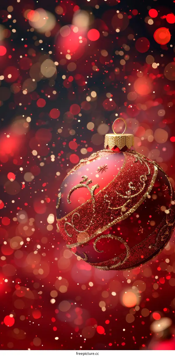 Red and Gold Glitter Christmas Ornament