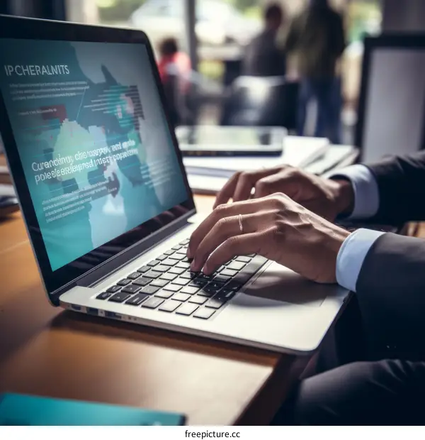 Businessman working on laptop in office