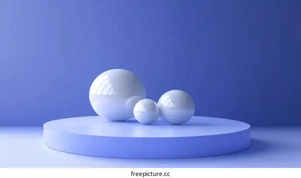 Abstract Minimalist Display Platform with White Balls