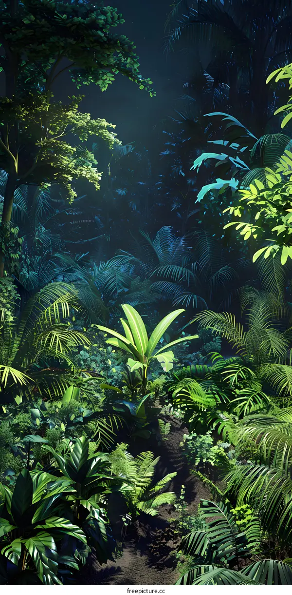 Tropical Rainforest Jungle with Lush Greenery