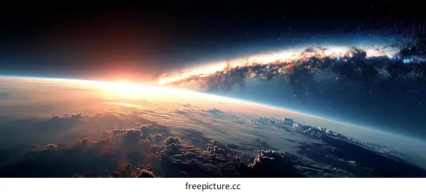 Celestial View of Earth and the Milky Way