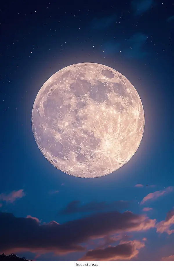 A beautiful full moon rising over the horizon