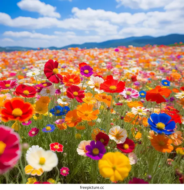 Field of Flowers and Mountains