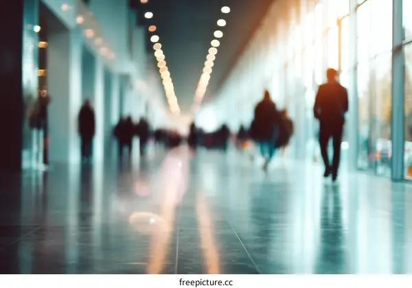 Blurred Business Corridor with Many People