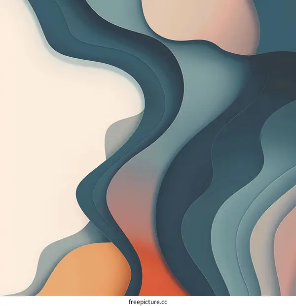 Abstract Wavy Background With Paper Cut Style