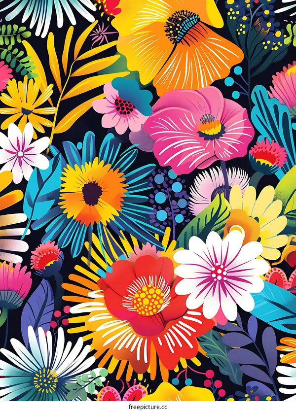 Colorful Floral Pattern Seamless Design
