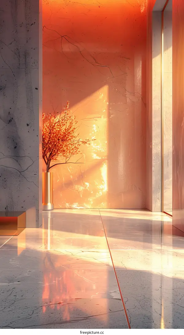 Modern Interior Design with Warm Orange Light