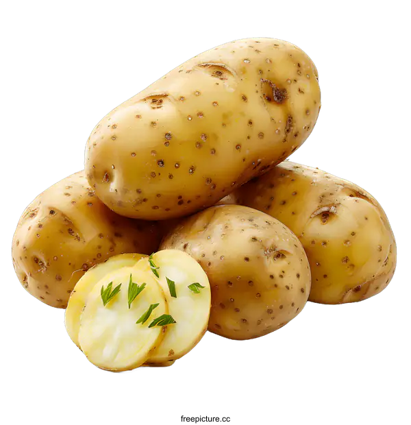 [Transparent Background PNG]Fresh potatoes isolated on white background