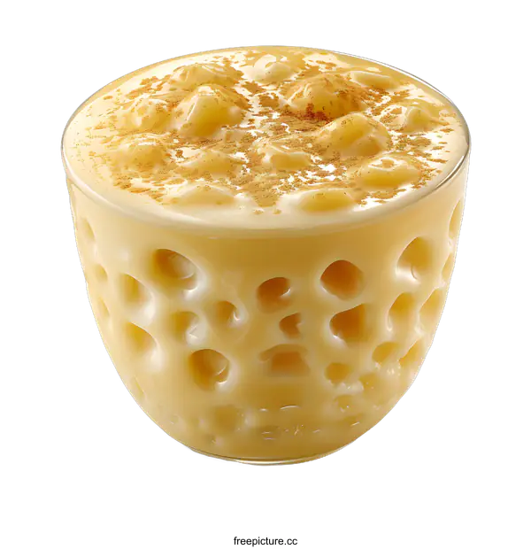 [Transparent Background PNG]A glass of milk with a foamy top and a sprinkling of cinnamon