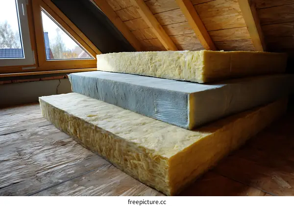 Insulation Materials Stacked in Attic