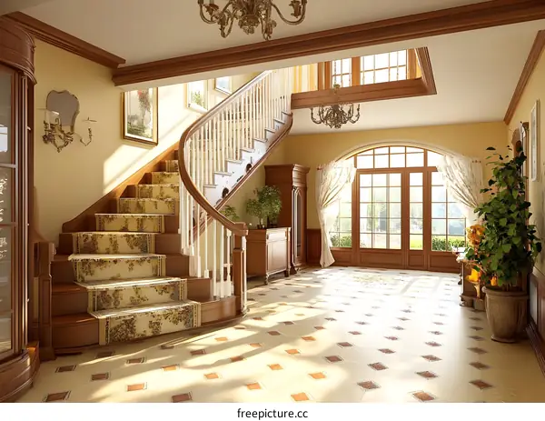 Elegant Staircase Design in a Luxurious Home Interior