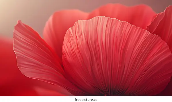 Close-up of a Vibrant Red Poppy Petal