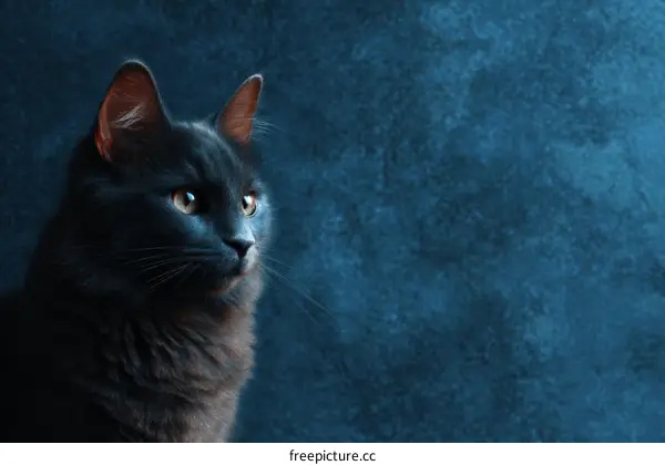 Close-up Portrait of a Dark Gray Cat