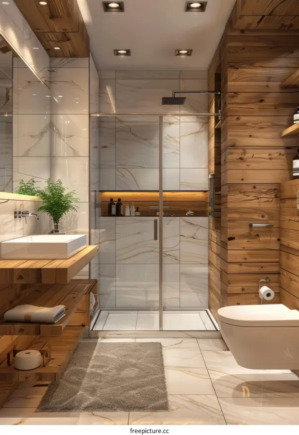 Modern Rustic Bathroom Design Illustration
