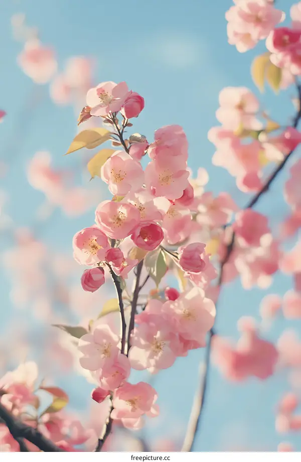 Pink Cherry Blossoms Blooming in Springtime
