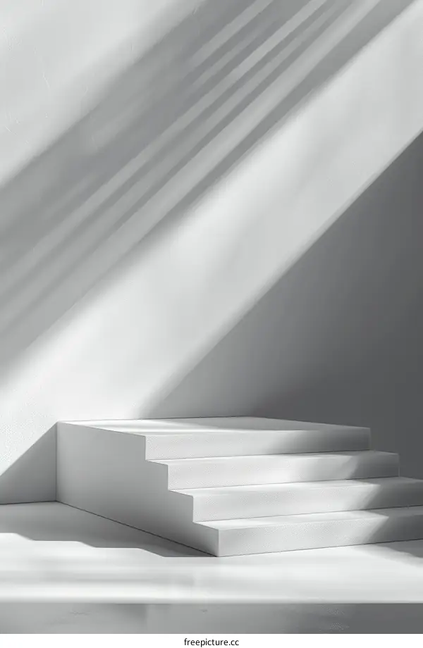 Minimalist White Geometric 3D Product Display Stage