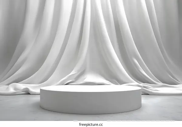 White Fabric Drapery Display Stage