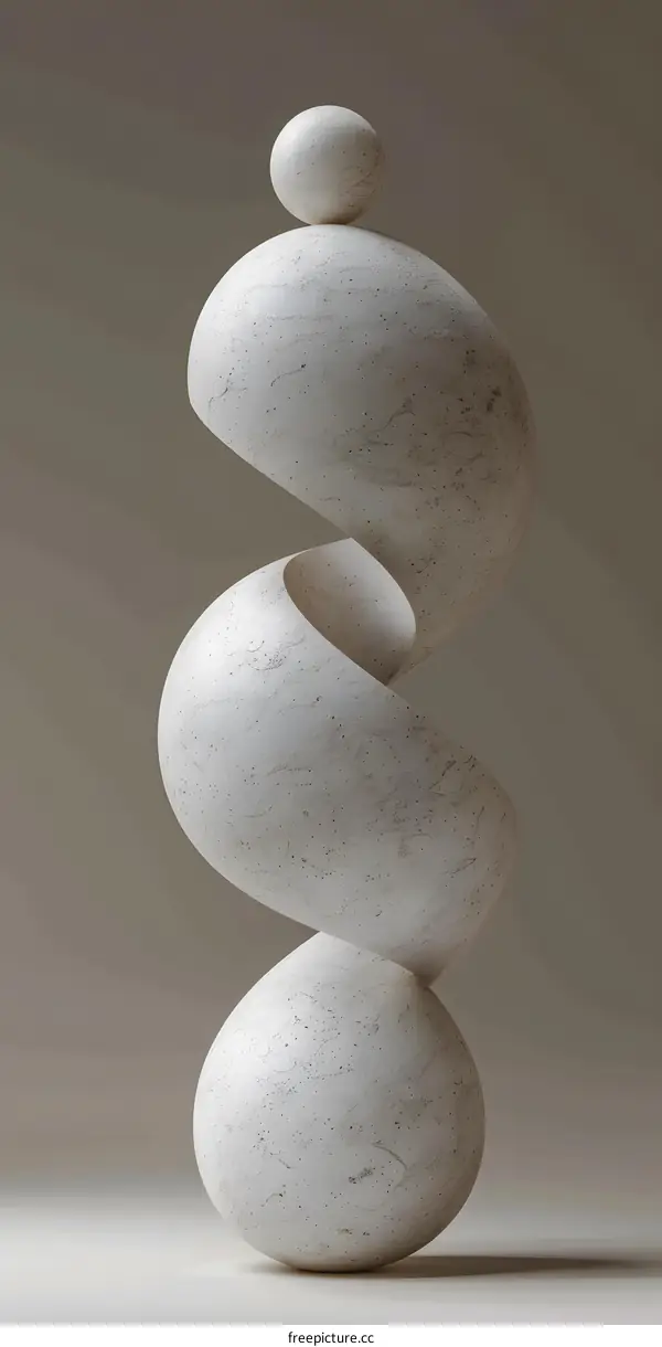 Abstract Stone Sculpture on Beige Background