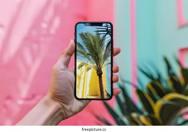 Palm Tree Phone Photography With Hand