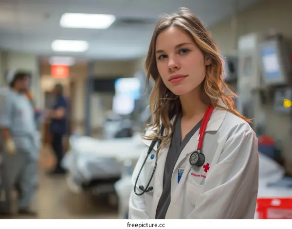 Portrait of a confident female doctor or nurse wearing a stethoscope