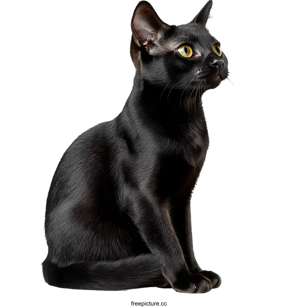 [Transparent Background PNG]Close Up Black Cat Studio Portrait