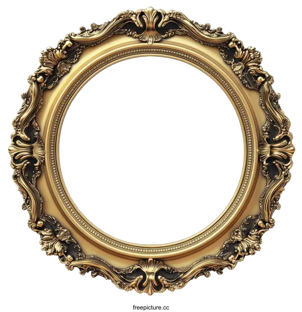 [Transparent Background PNG]Ornate Gold Picture Frame Design