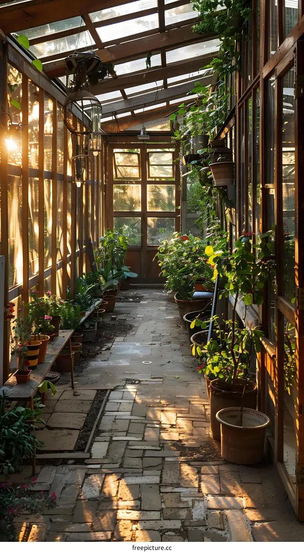 Indoor plants in a greenhouse