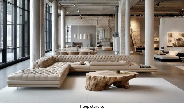 Modern Industrial Style Living Room with Sectional Sofa