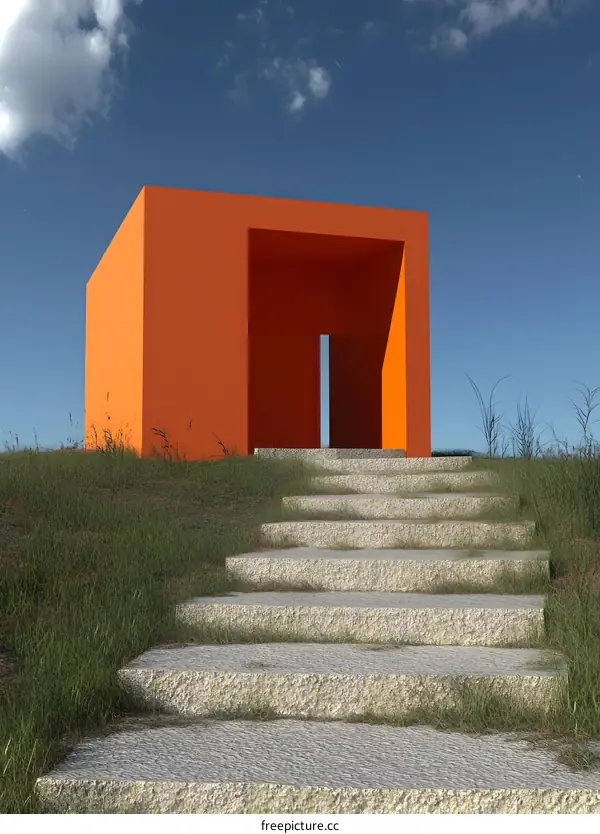 Minimalist Orange Architecture with Stairs