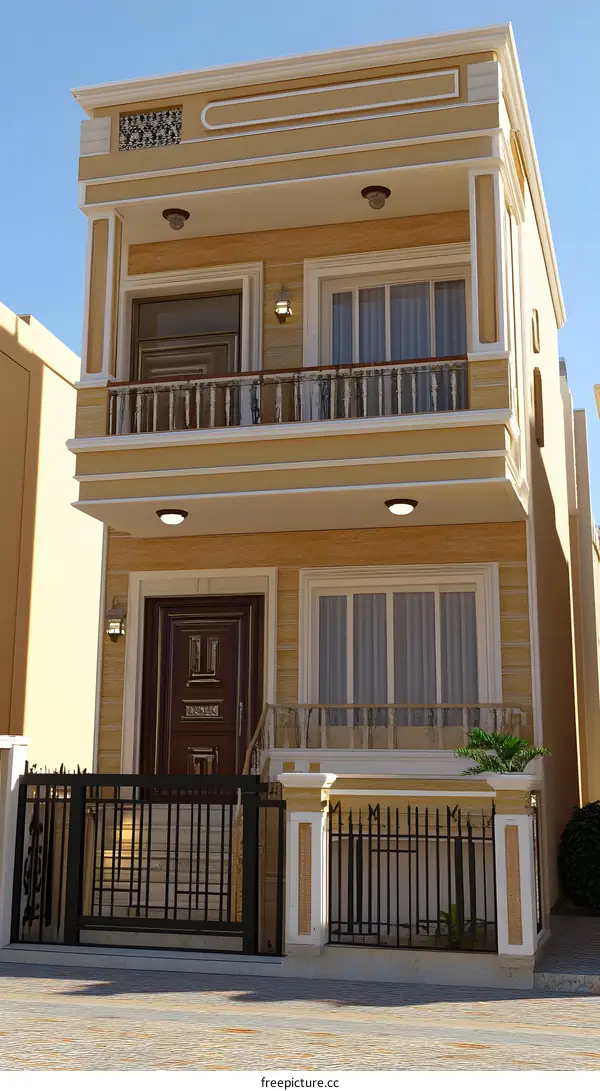 Modern Two Story House Exterior with Balcony