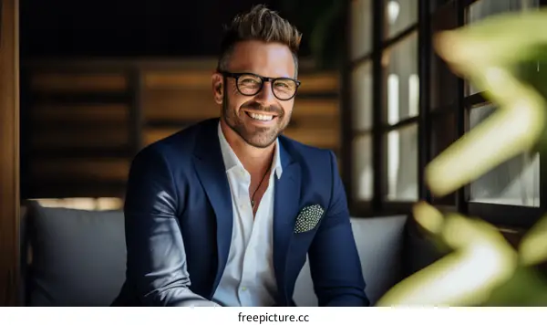 Confident businessman in suit smiling