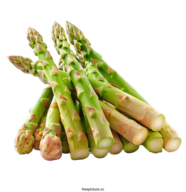 [Transparent Background PNG]Fresh green asparagus isolated on white background