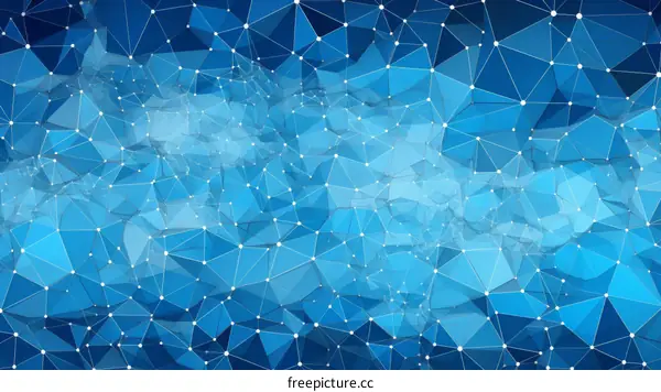 Blue abstract geometric rumpled triangular background