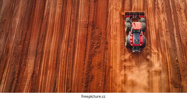 Farmer Prepares Field for Planting Using Tractor