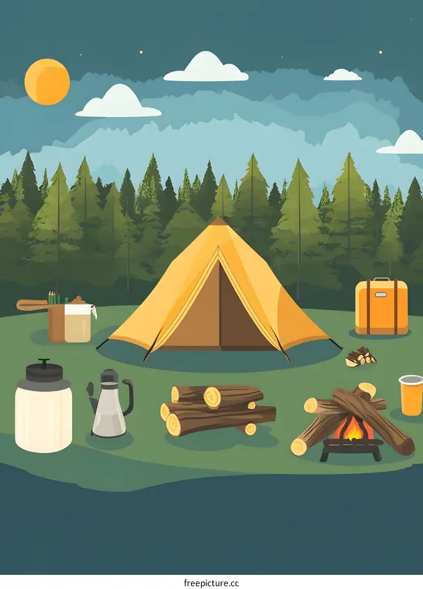 Camping In The Woods At Night