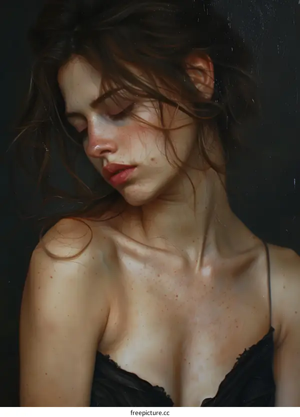 portrait of a young woman with freckles