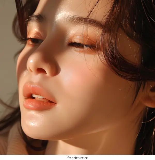 Glowing Skin Woman with Natural Makeup