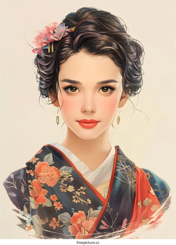 A Japanese Geisha in a Kimono