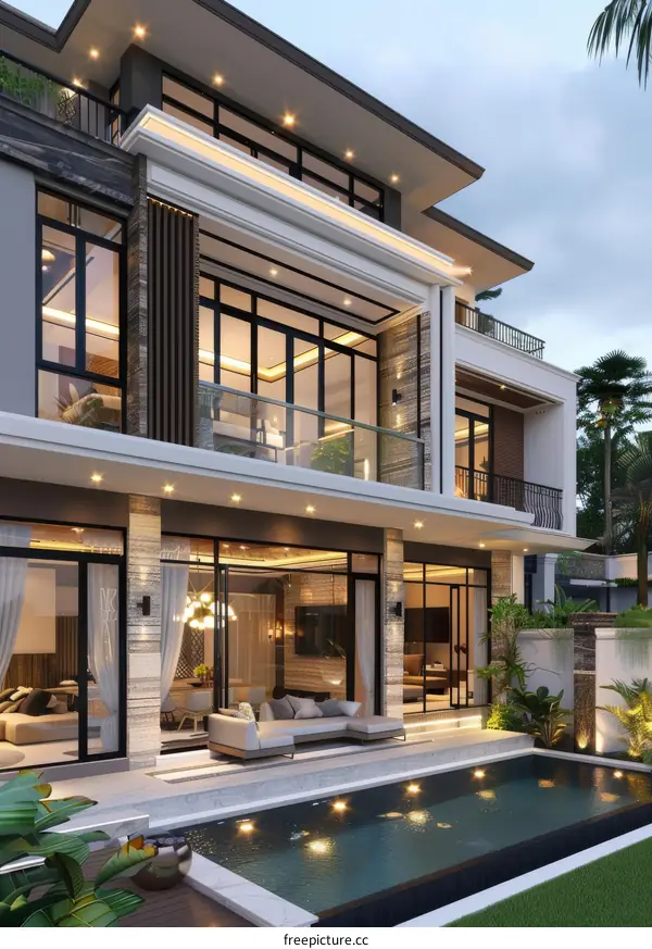 Modern Luxurious Villa Exterior Design with Pool