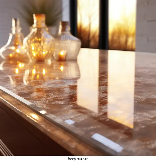 Elegant dinning table with glass vases and candles